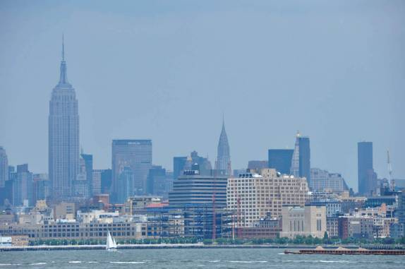 A inconfundível skyline de Manhattan, vista de New Jersey, nos Estados Unidos
